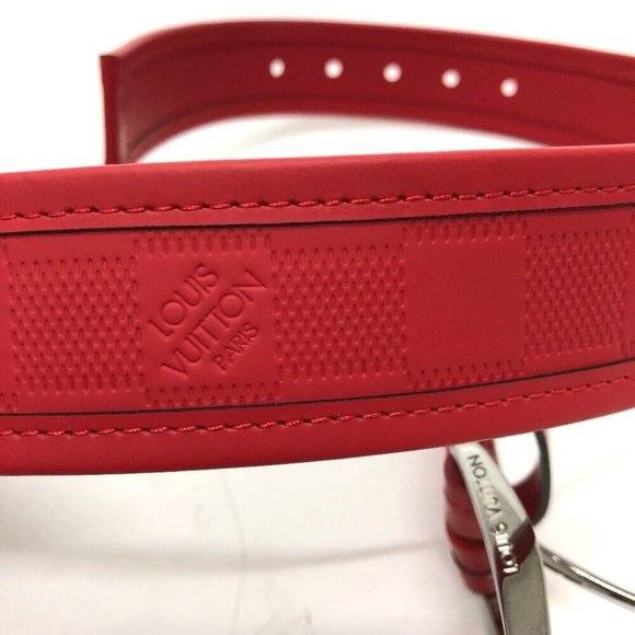 LOUIS VUITTON Damier Infini Ceinture stamp belt Leather Red/SilverHardwar main image 13